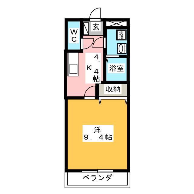 ロイヤルパインズA棟(1K/1階)の間取り写真