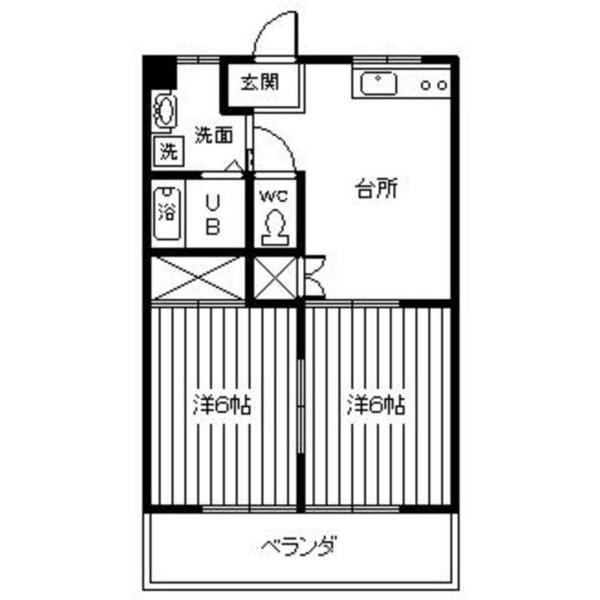 ウィンヒルズ柴宮(2DK/1階)の間取り写真