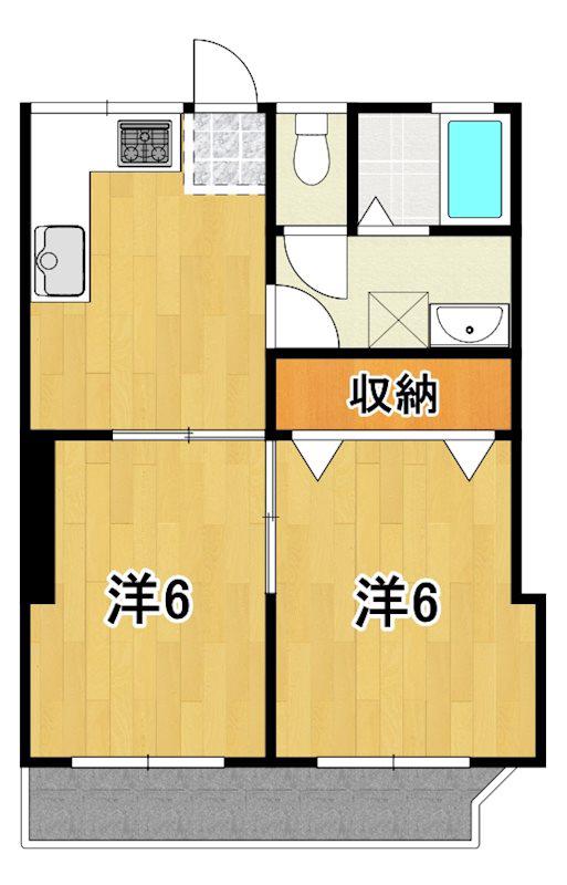 アリス2(2DK/2階)の間取り写真