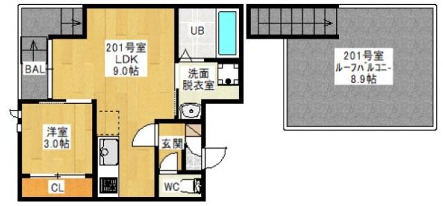 GRANDTIC JM 新保(1LDK/2階)の間取り写真