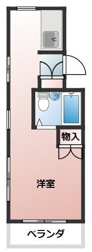 パルナス3号棟(1K/2階)の間取り写真