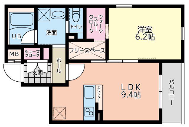 BOSCHI MONTAGNE(1LDK/3階)の間取り写真