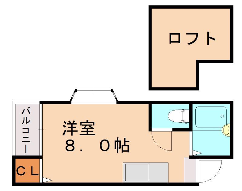 リバーサイド貝塚(ワンルーム/2階)の間取り写真