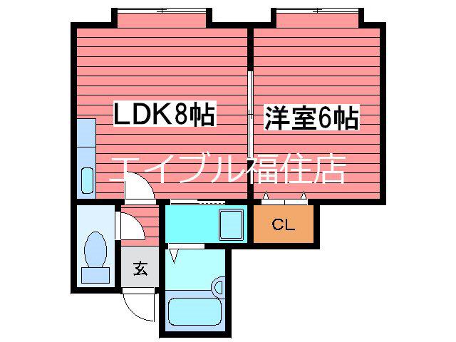 ラポール福住(1LDK/1階)の間取り写真