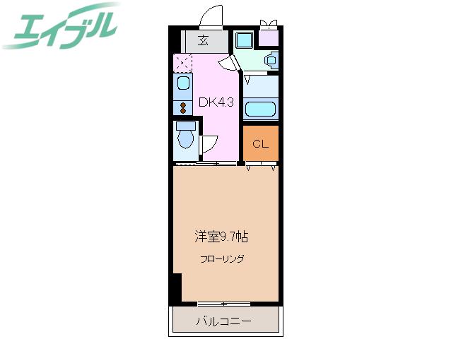 フローラル堀木(1DK/8階)の間取り写真