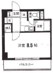 リバーフロント南大井(1K/3階)の間取り写真