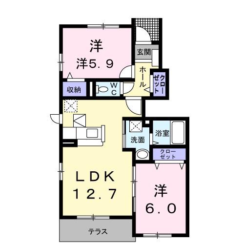 フィオーレ(2LDK/1階)の間取り写真