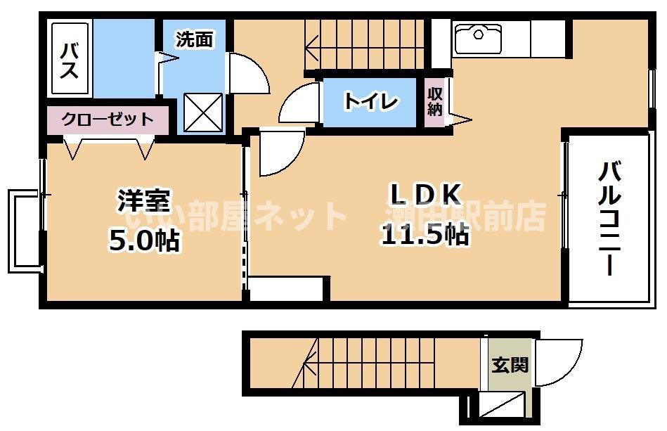 ルイ・ハーモニー(1LDK/2階)の間取り写真