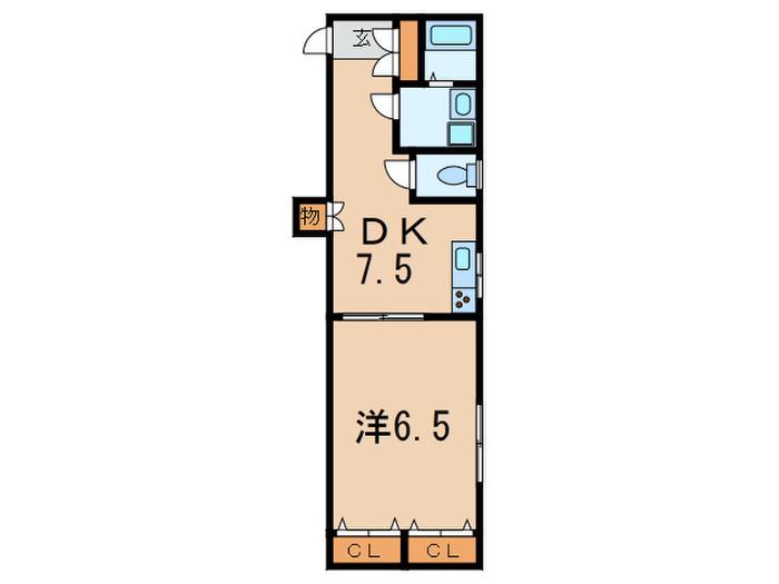 レジデンス芦屋(1DK/2階)の間取り写真