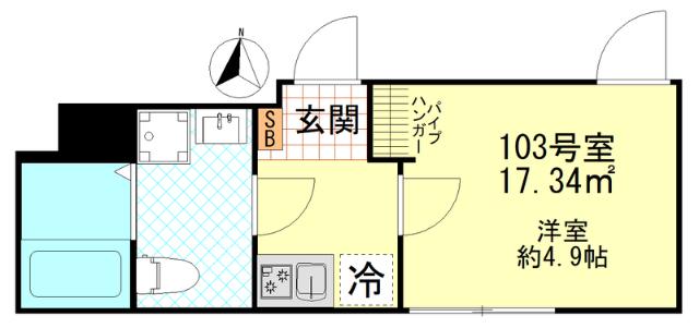 ポタッシュ川崎大師(1K/1階)の間取り写真