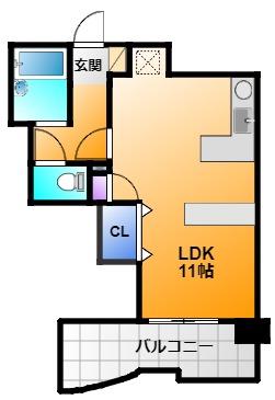サンパレス21萩丘西(ワンルーム/2階)の間取り写真