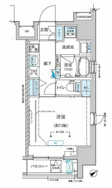 ベルシード門前仲町(1K/2階)の間取り写真