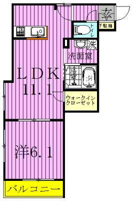 めぞん陽だまり(1LDK/2階)の間取り写真