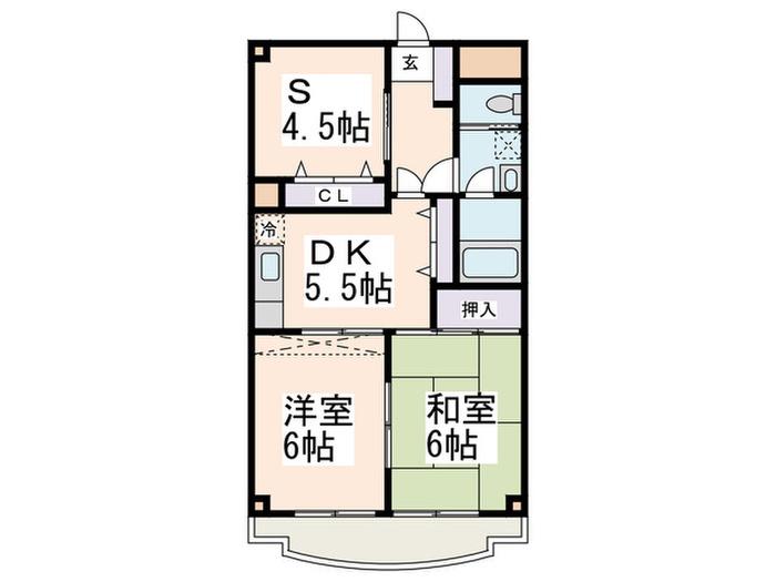 プリムローズ藤ヶ丘(2SDK/1階)の間取り写真