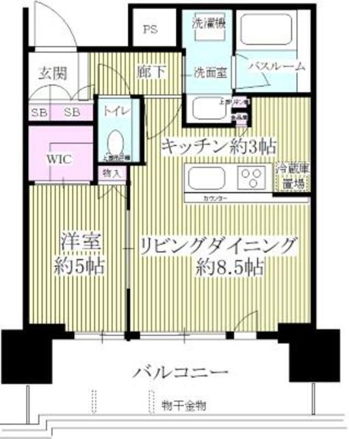 品川イーストシティタワー(1LDK/7階)の間取り写真