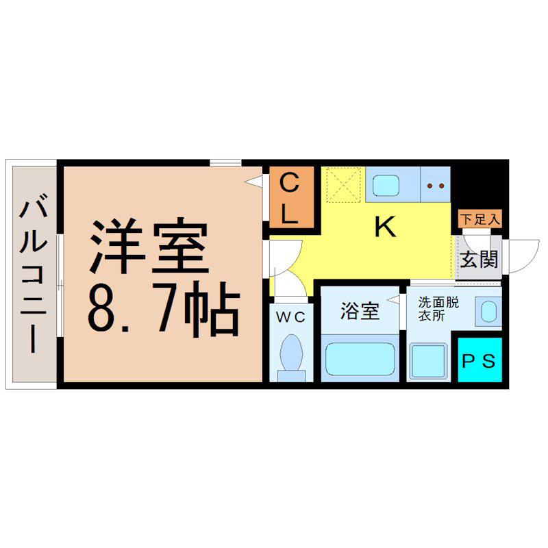 丹下キアーロ(1K/5階)の間取り写真