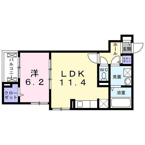 ヴィアソーレ茨木(1LDK/2階)の間取り写真
