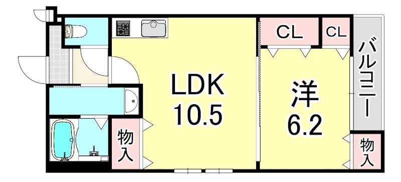 フジパレス園田II番館(1LDK/3階)の間取り写真