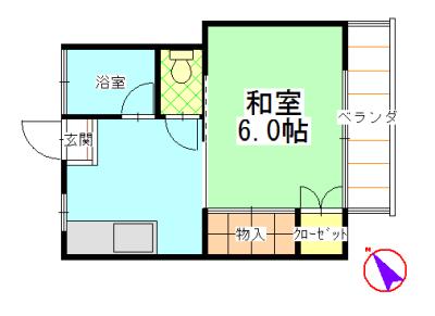 伊東ハイツ(1K/2階)の間取り写真