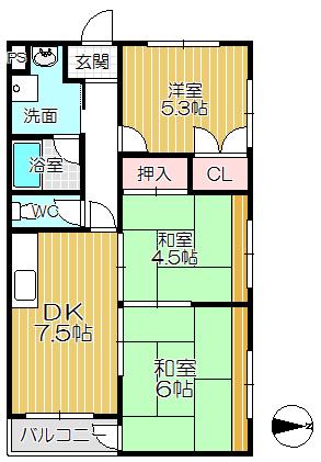 ハイツKTIII(3DK/1階)の間取り写真