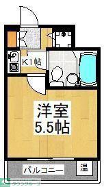 エクレール小平(1K/3階)の間取り写真