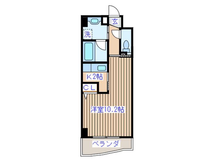 RONDINEII榴岡(1K/6階)の間取り写真