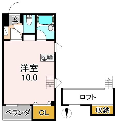 エクラ平野(ワンルーム/2階)の間取り写真