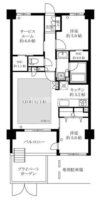 ヴェレーナ鶴見(2SLDK/1階)の間取り写真