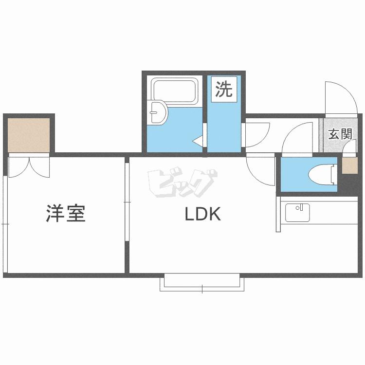 RS澄川(1LDK/2階)の間取り写真