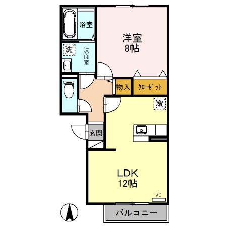 ルミエール(1LDK/2階)の間取り写真