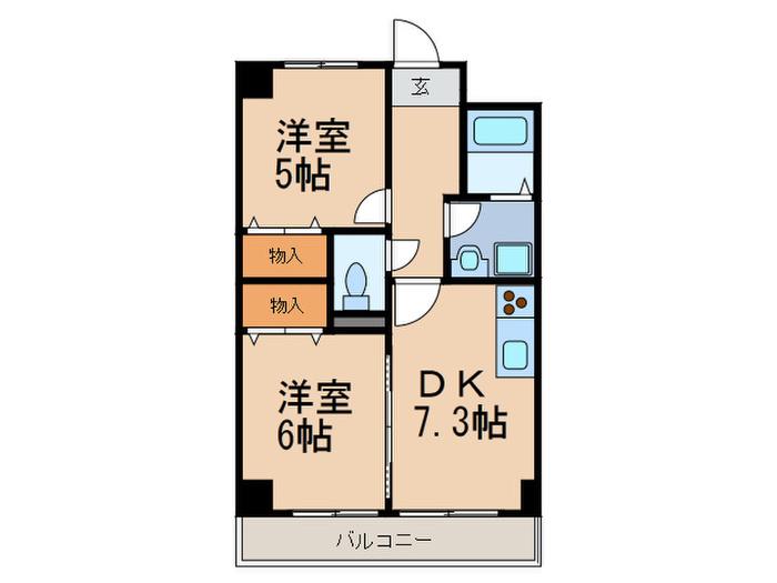 アキュラ灘(2DK/3階)の間取り写真