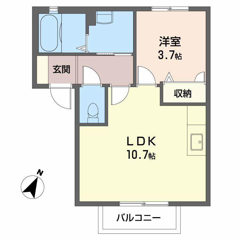 サンヒルズ 和(1LDK/1階)の間取り写真
