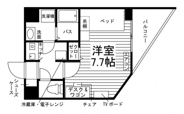 UNI ETERNA 新潟大学南(1K/3階)の間取り写真