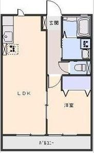 ホワイトコート花の木 A棟(1LDK/1階)の間取り写真