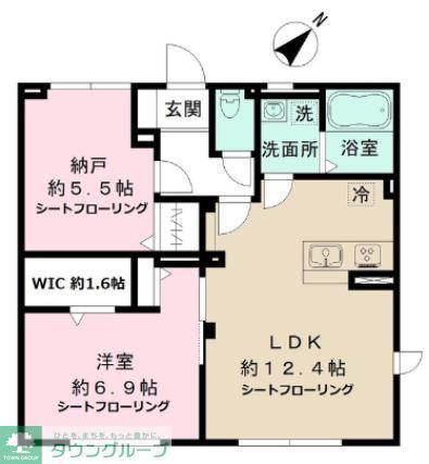 アクセスヴィラ狛江(1SLDK/1階)の間取り写真