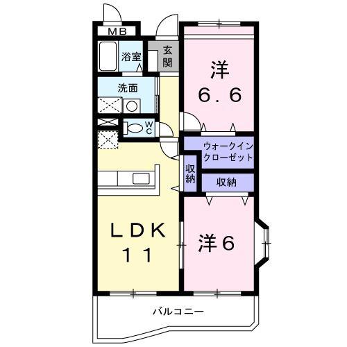 シャルマンコート広沢A(2LDK/1階)の間取り写真