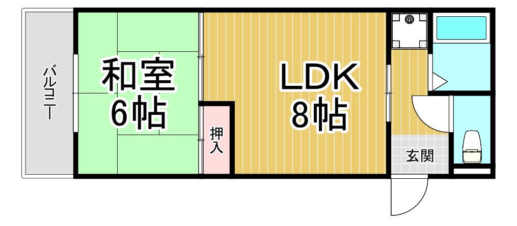 ハイツワイエム(1LDK/2階)の間取り写真