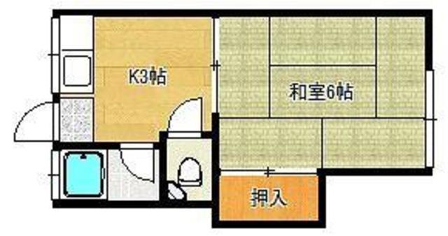 メゾンタキ井尻A(1K/2階)の間取り写真