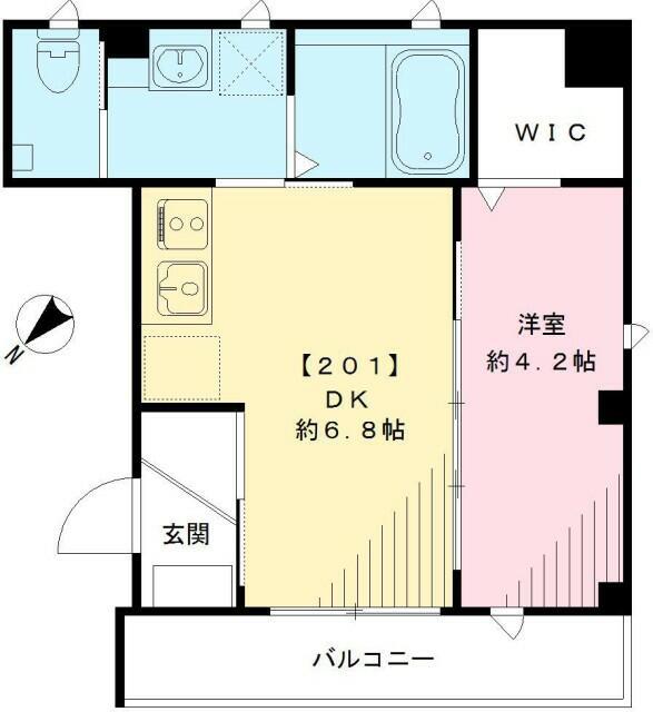 ビューノ大崎(1DK/2階)の間取り写真