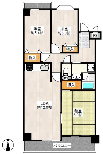 アンリハイツ(3LDK/3階)の間取り写真