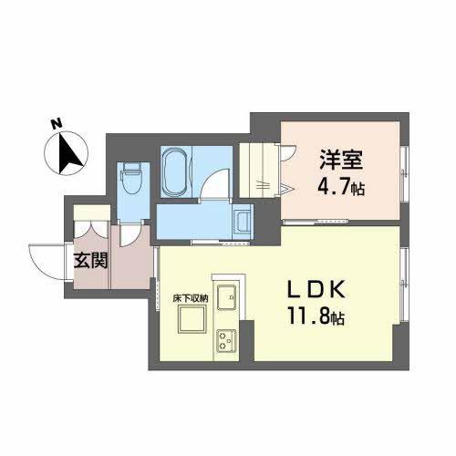 リバーサイド ハナ(1LDK/1階)の間取り写真