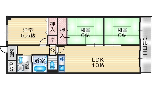 カーサ緑地(3LDK/8階)の間取り写真