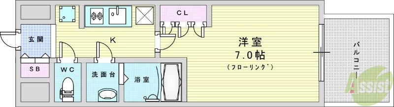 コンフォリア江坂江の木町Q(1K/9階)の間取り写真