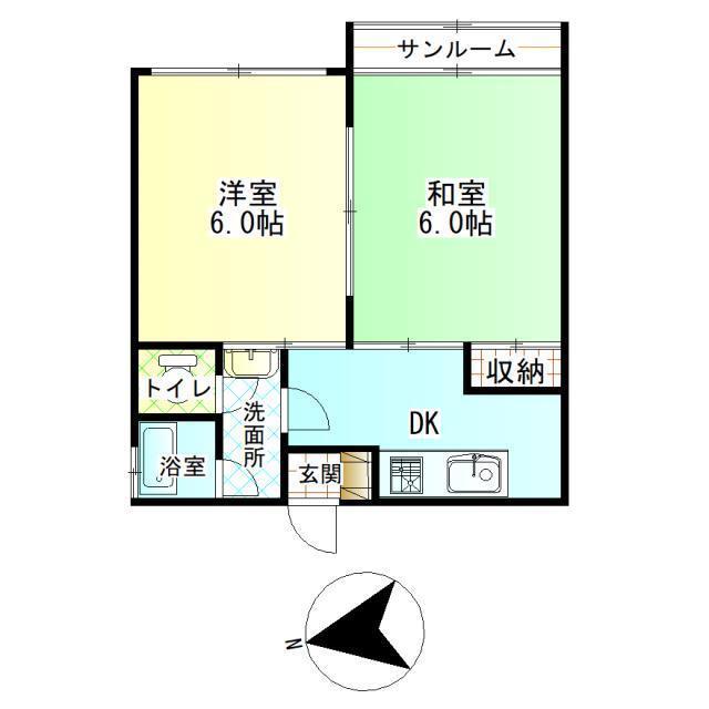 M・Eビル(2K/4階)の間取り写真