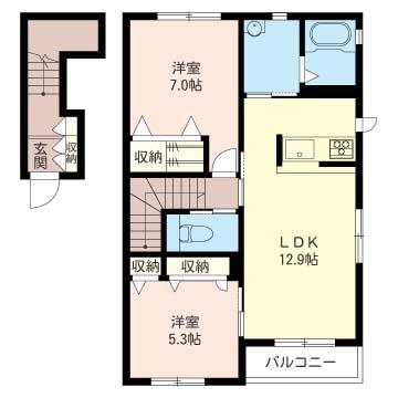 BUFFYS GRANGERO(2LDK/2階)の間取り写真