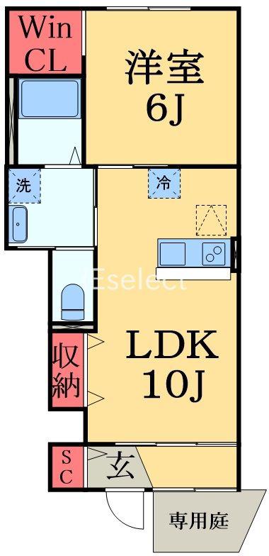 ウィズダム スタイル(1LDK/1階)の間取り写真