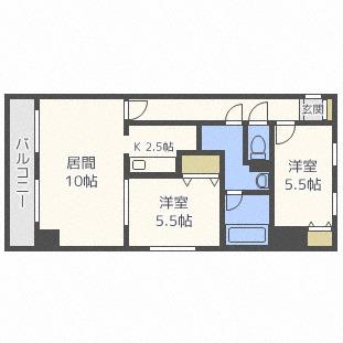 ベルヴィ丘珠(2LDK/7階)の間取り写真