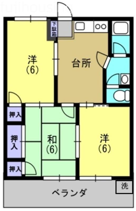 ヒルサイドテラス(3DK/2階)の間取り写真