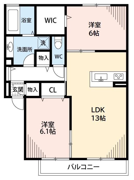 グランフォーレ牧御堂 PART2(2LDK/1階)の間取り写真