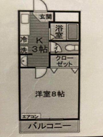 ジプリメーラ新下関(1K/2階)の間取り写真